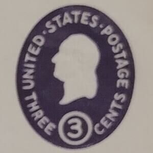 1954-1958 Embossed Envelope – 3¢ George Washington – Violet Circular Indicia